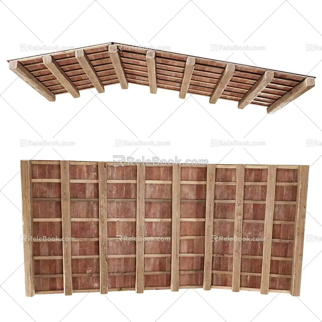 Modern suspended ceiling with tiled wood ceiling 3d model