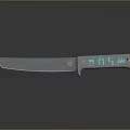 Decorative Combat Knife With Green Patterned Blade And White Handle Accents