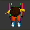 Cartoon Character in Wheelchair Waving with Brown Hair Yellow Jacket and Blue Shoes