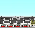 Chinese Style Townhouse Exterior With Traditional Roof Windows And Landscaped Lawn