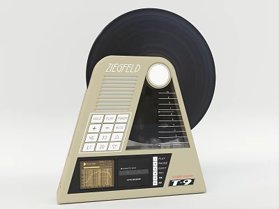 Ziegfeld Retro Vinyl Record Audio Speaker System With Control Buttons And Display Panel 3d model