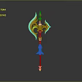 Golden Ornate Fantasy Weapon With Intricate Designs And Shiny Finish