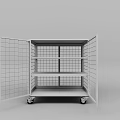 White Metal Grid Decorative Display Cart With Multi Shelf And Wheels For Ornament Arrangement