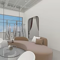 Modern Wedding Dress Shop Interior With Hanging Dresses Comfortable Sofa And Large Mirror