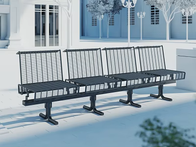 Outdoor Landscape Seats With Metal Grid Design In Public Park Open Space 3d model