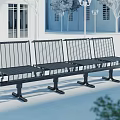 Outdoor Landscape Seats With Metal Grid Design In Public Park Open Space