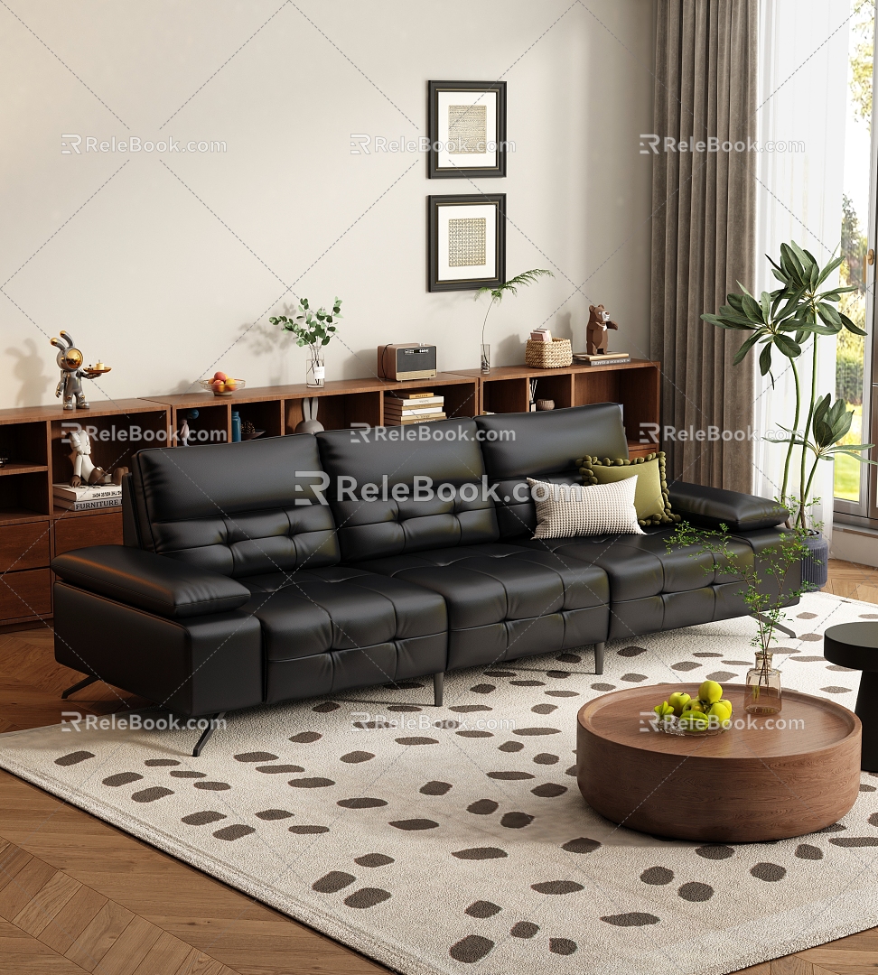 Middle-style three-person sofa 3d model