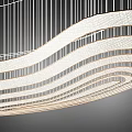 Contemporary Modern Chandelier With Wavy Curved Lines And Metal Frame Design Structure