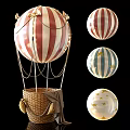 Creative Hot Air Balloon Table Lamp With Red White Stripes And Star Patterns 3d model