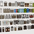 Public Trash Bins As Essential Public Facilities With Various Designs And Colors