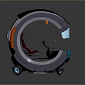 Futuristic Cosmic Spacecraft Cockpit With Circular Structure Red Seat Control Panel And Lighting