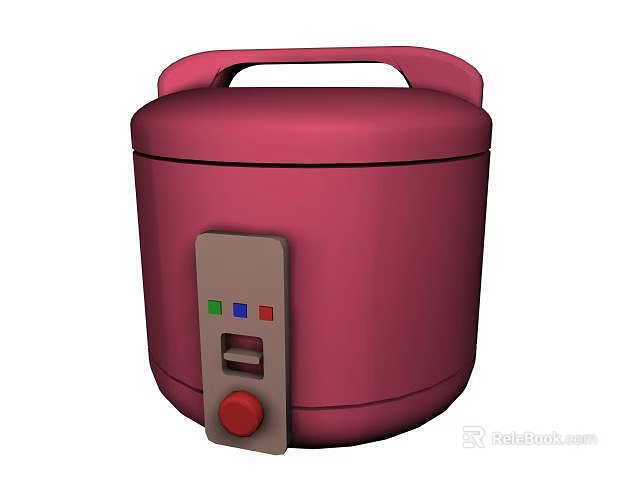 Modern Pink Rice Cooker With Handle Control Panel Colorful Lights And Red Knob Kitchen Appliance 3d model 