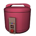 Modern Pink Rice Cooker With Handle Control Panel Colorful Lights And Red Knob Kitchen Appliance