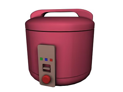 Modern Pink Rice Cooker With Handle Control Panel Colorful Lights And Red Knob Kitchen Appliance 3d model