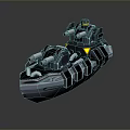 Futuristic Gray And Blue Combat Boat 3D Model With Dual Cannons And Thrusters