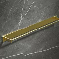 Sleek Golden Door Handle Design Mounted On Gray Marble Wall Surface 3d model