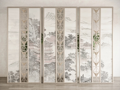 New Chinese Style Screen Partition Decorative Screen Partition 3d model