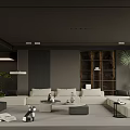 Modern Living Room Interior With Sofas Plants And Storage Cabinet 3d model