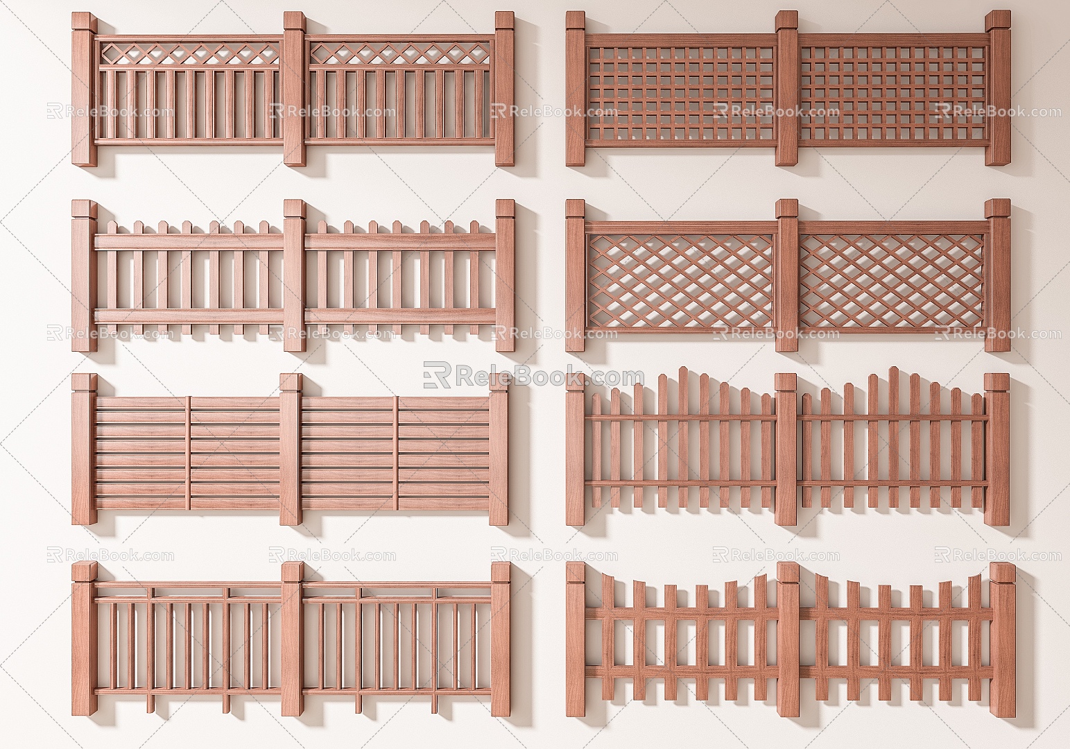 Modern outdoor anticorrosive wood fence courtyard wooden fence fence partition solid wood fence fence fence fence 3d model