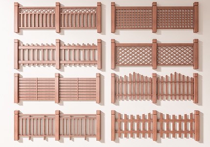 Modern outdoor anticorrosive wood fence courtyard wooden fence partition solid wood fence 3d model