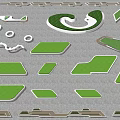Creative Tree Pit Landscape Design In Urban Park With Various Shapes Green Turf And Trees