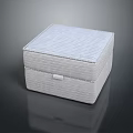 Modern Minimalist Light Gray Square Ottoman With Fabric Upholstery And Stitching Details