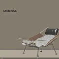 Modern MolteniC Lounge Chair With Metal Frame Black Cushion And White Fur