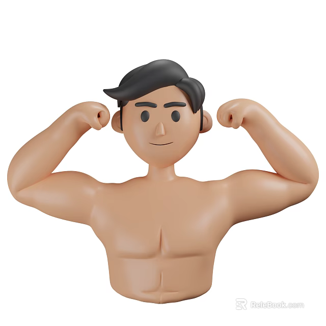 Fit Man Flexing Muscles With Toned Arms And Chest In Strong Pose 3d model 