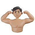 Fit Man Flexing Muscles With Toned Arms And Chest In Strong Pose