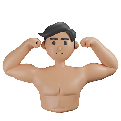 Fit Man Flexing Muscles With Toned Arms And Chest In Strong Pose 3d model