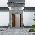 New Chinese Style Gate Courtyard Gate 3d model