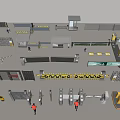 Public Facilities With Security Fences Access Control Gates Warning Tapes And Safety Signs