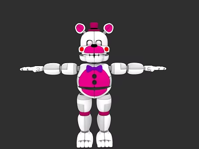 Pink And White Mechanical Doll With Bow Tie Top Hat And Smiling Face 3d model