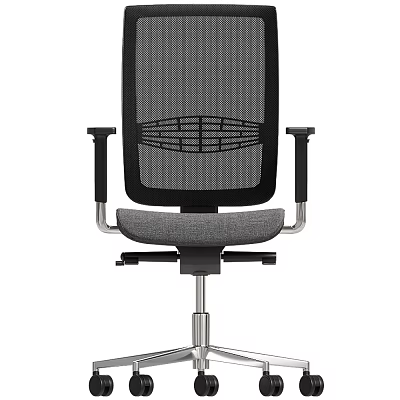 Ergonomic Office Chair With Mesh Backrest Black Armrests And Gray Seat Cushion 3d model