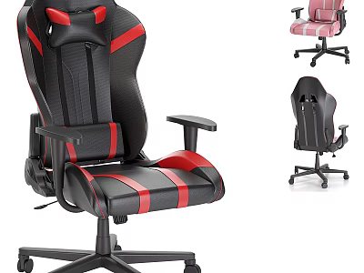 Ergonomic Office Chair With Black Red Leather Design Adjustable Armrests Wheels And Multiple Colors 3d model