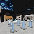 Modern Digital Store Interior With White Display Tables And Tech Gadgets On Show