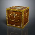 Vintage Wooden Chest With Gold Metal Accents And Decorative Lock Design