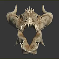 Dragon Skull Organ Featuring Horned Protrusions Sharp Fangs And Bone Texture 3d model