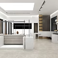 V.LA Fashion Store Interior With Mannequins Clothing Racks And Display Tables