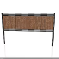 Stylish Wooden Bench With Paw And Bone Patterns On Decorative Metal Frame