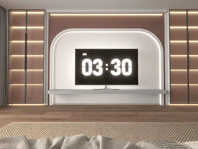 Modern TV Background Wall With Arched Design And Lit Cabinets 3d model
