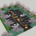 Eco Friendly Parking Lot Design With Trees Greenery And Parking Spaces