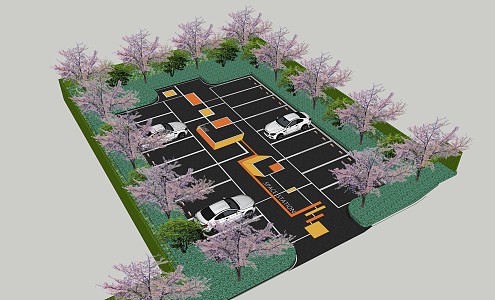 Modern parking lot Ecological parking lot Parking space Parking flat Open-air parking lot 3d model