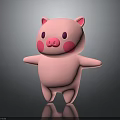 Cute Pink Pig Doll With Open Arms And Pink Cheek Circles On Dark Background
