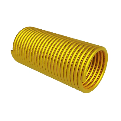 Golden Coiled Cylindrical Metal Spiral Tube with Textured Surface 3d model