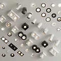 Various Styles of Modern Downlights and Spotlights in Black and White Designs
