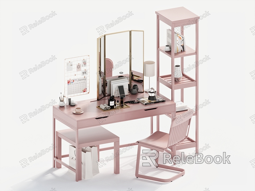 Dresser Table and Chair Dressing Table Single Chair Table Mirror Cosmetic Supplies model