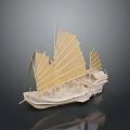 Traditional Wooden Sailing Boat Model With Yellow Sails As Classic Water Transport
