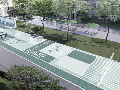 Fire Rescue Access Area With Clear Ground Markings And Green Safety Surroundings 3d model
