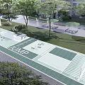 Fire Rescue Access Area With Clear Ground Markings And Green Safety Surroundings